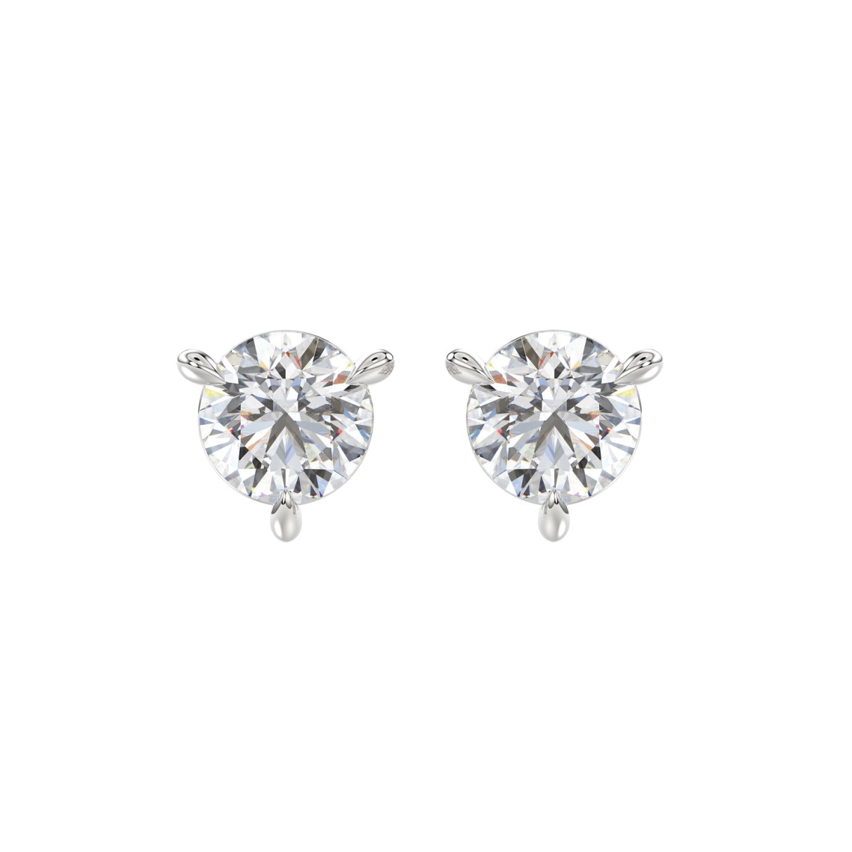 18K WHITE GOLD 2.00CT ROUND DIAMOND SOLITAIRE EARRINGS (TALON CLAWS LOCK)