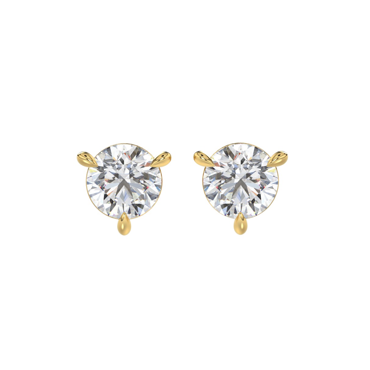 18K YELLOW GOLD 2.00CT ROUND DIAMOND SOLITAIRE EARRINGS (TALON CLAWS LOCK)