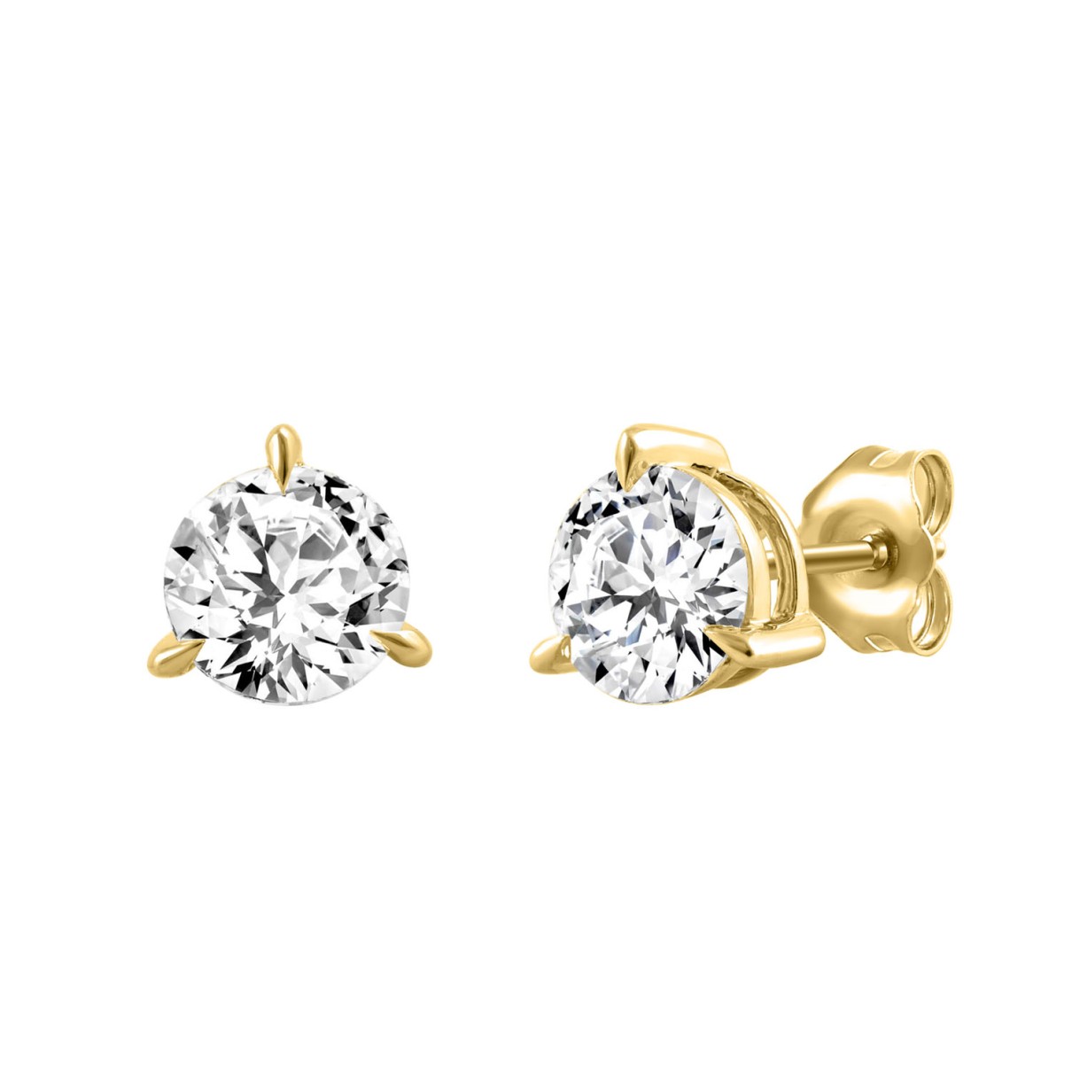 18K YELLOW GOLD 2.00CT ROUND DIAMOND SOLITAIRE EARRINGS (TALON CLAWS LOCK)