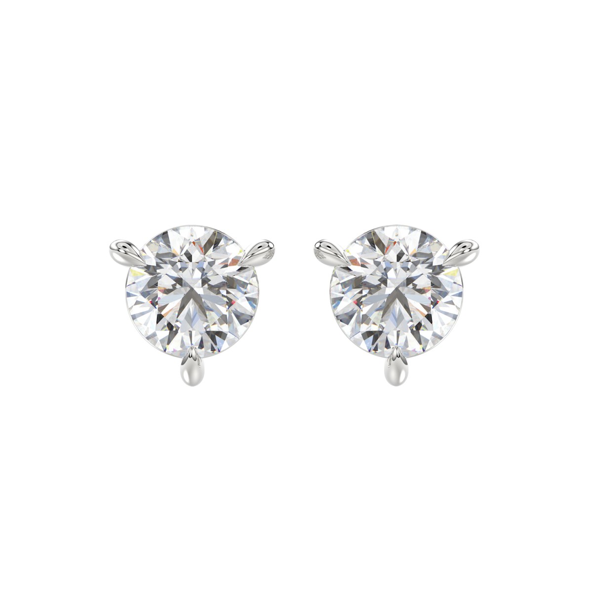 18K WHITE GOLD 3.00CT ROUND DIAMOND SOLITAIRE EARRINGS (TALON CLAWS LOCK)