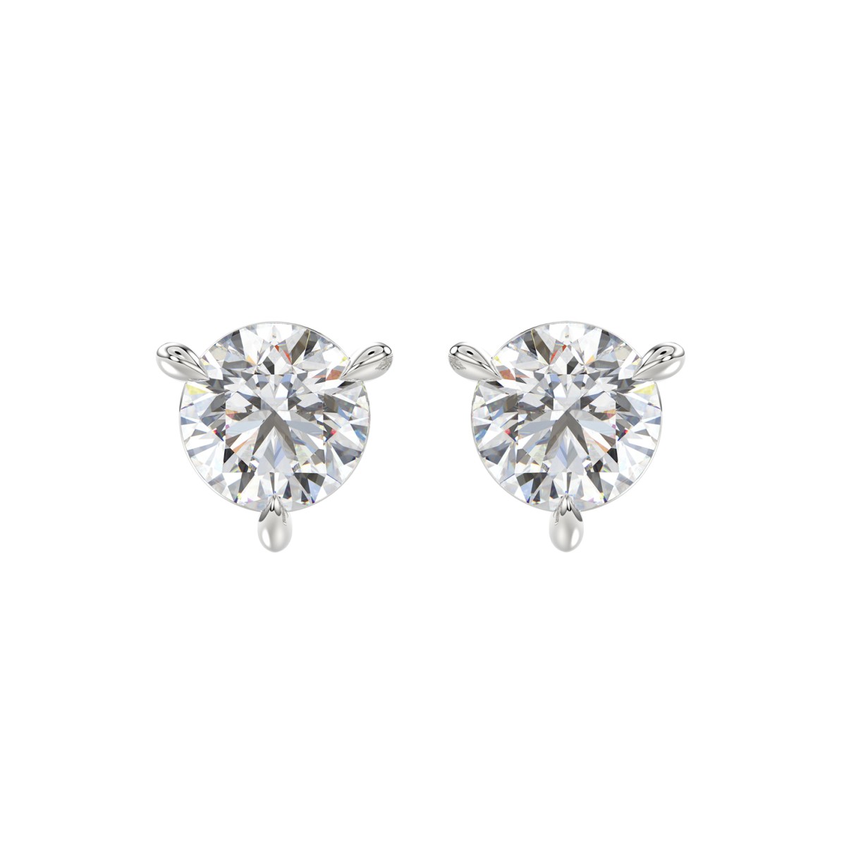 18K WHITE GOLD 3.00CT ROUND DIAMOND SOLITAIRE EARR...