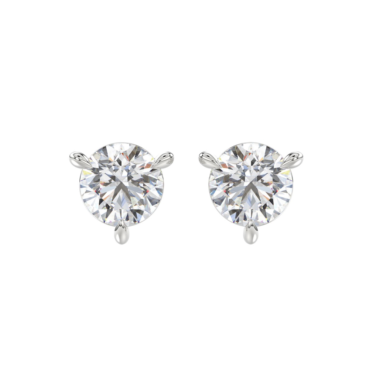 18K WHITE GOLD 3.00CT ROUND DIAMOND SOLITAIRE EARR...