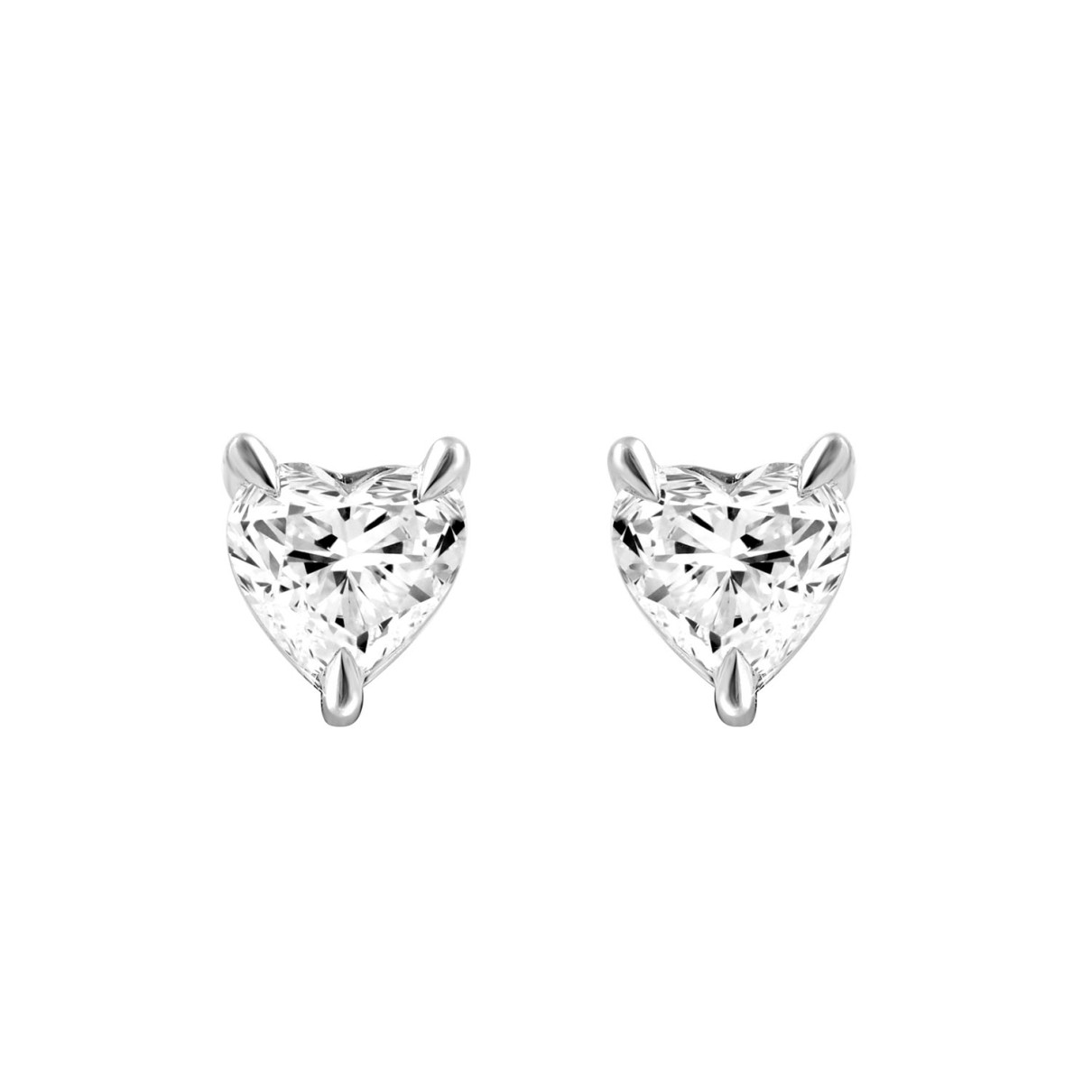 18K WHITE GOLD 1 1/2CT HEART DIAMOND SOLITAIRE EARRINGS (TALON CLAWS LOCK)