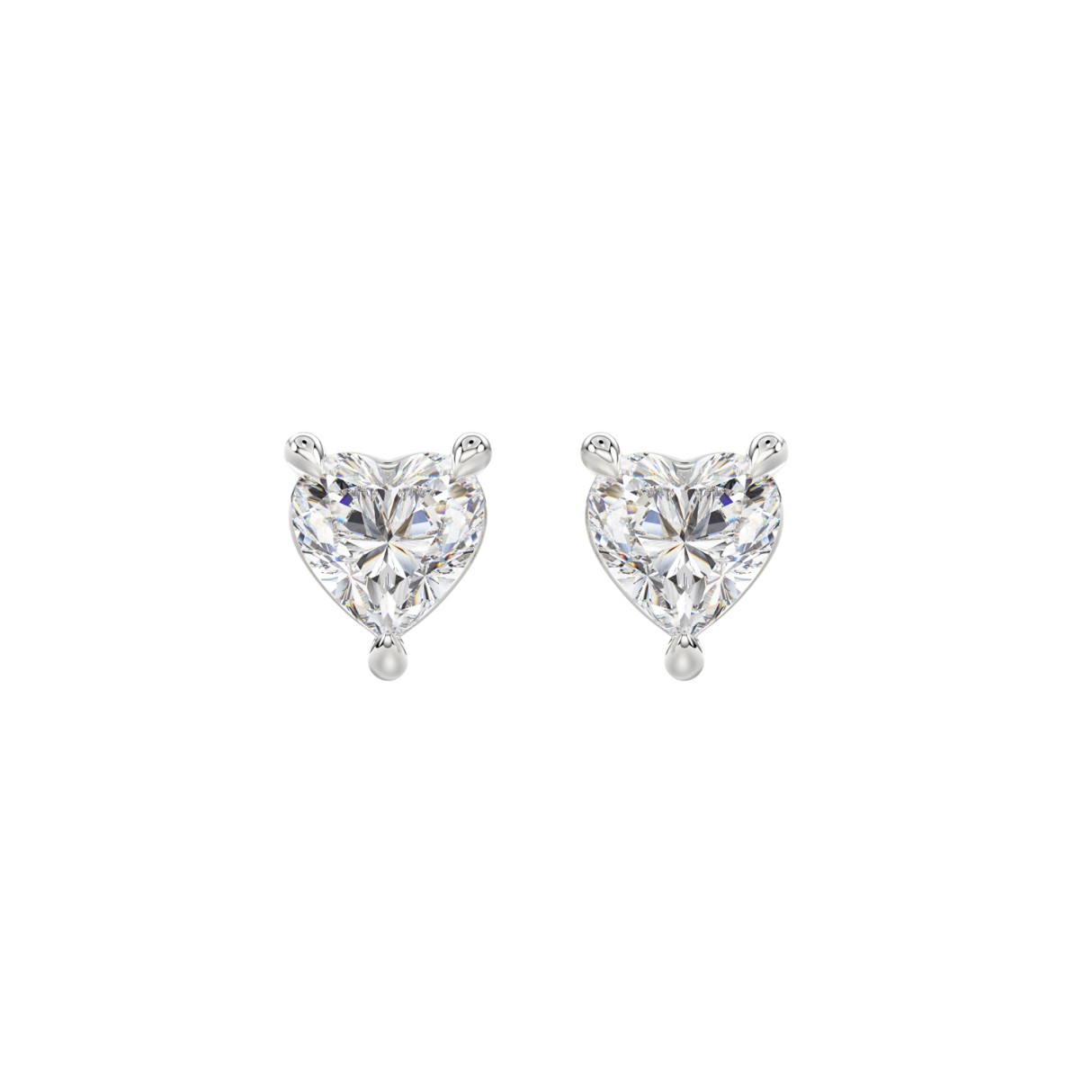 18K WHITE GOLD 1 1/2CT HEART DIAMOND SOLITAIRE EAR...