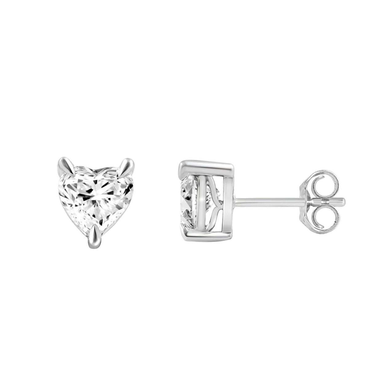 18K WHITE GOLD 1 1/2CT HEART DIAMOND SOLITAIRE EARRINGS (TALON CLAWS LOCK)