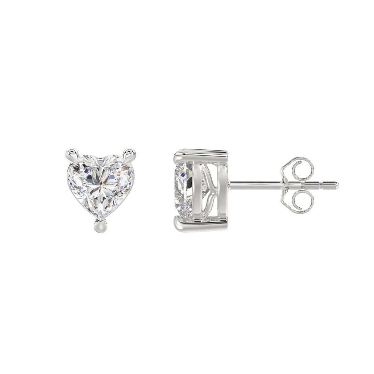 18K WHITE GOLD 1 1/2CT HEART DIAMOND SOLITAIRE EARRINGS (TALON CLAWS LOCK)