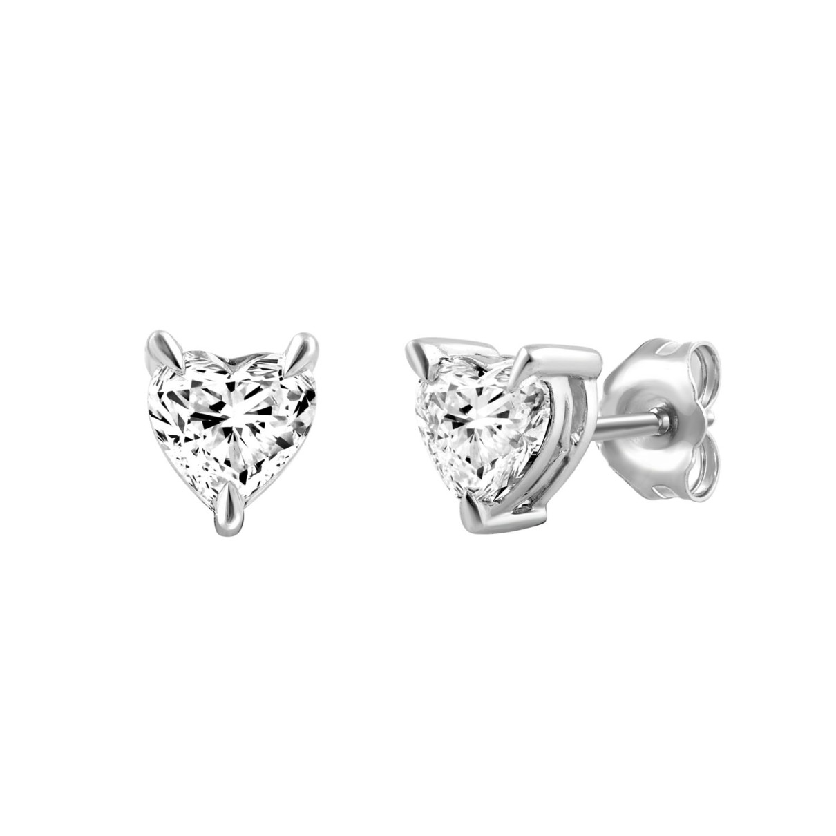 18K WHITE GOLD 1 1/2CT HEART DIAMOND SOLITAIRE EARRINGS (TALON CLAWS LOCK)