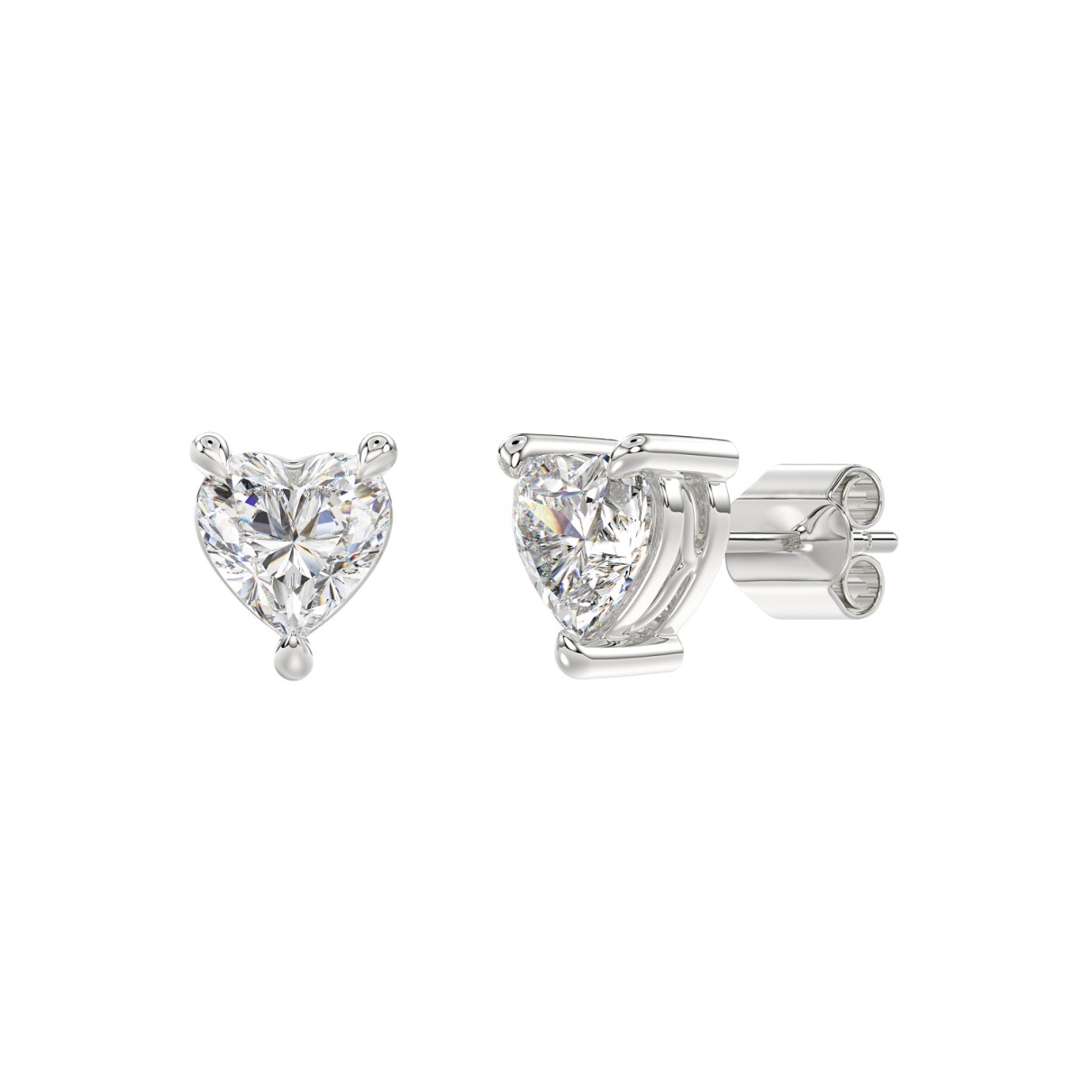 18K WHITE GOLD 1 1/2CT HEART DIAMOND SOLITAIRE EARRINGS (TALON CLAWS LOCK)