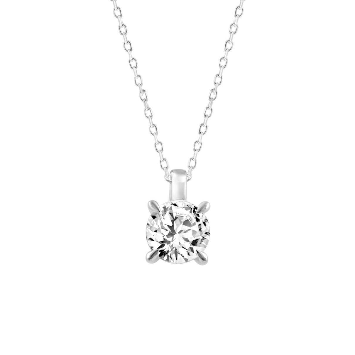 18K WHITE GOLD 1.00CT ROUND DIAMOND SOLITAIRE PEND...