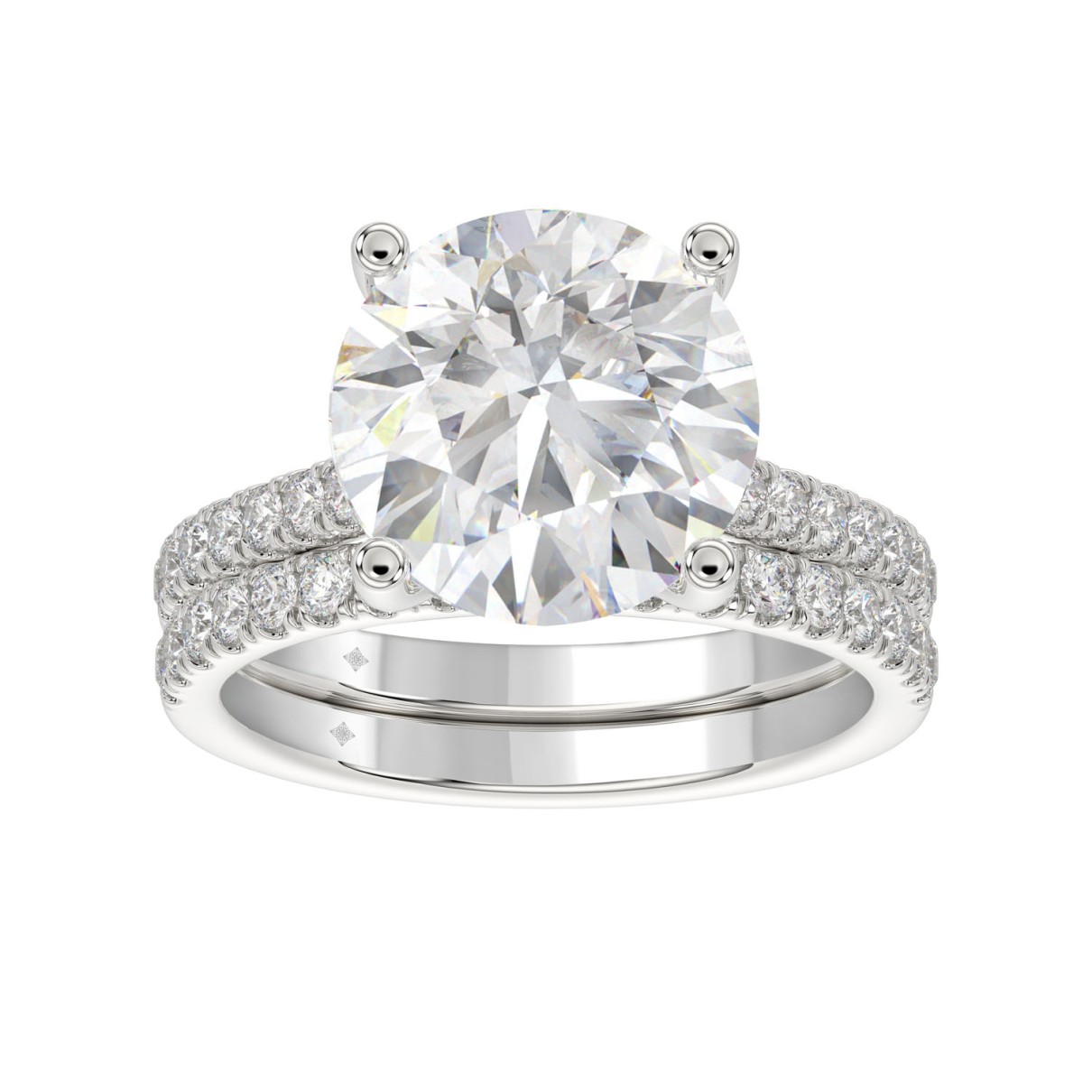 18K WHITE GOLD 4.00CT ROUND DIAMOND LADIES BRIDAL SET (CENTER STONE ROUND DIAMOND 3 1/2CT)