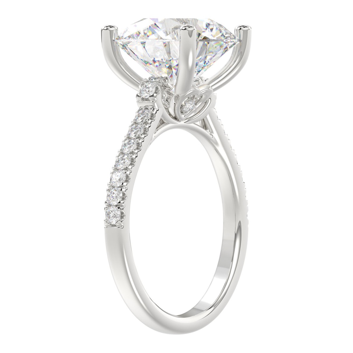 18K WHITE GOLD 4.00CT ROUND DIAMOND LADIES BRIDAL SET (CENTER STONE ROUND DIAMOND 3 1/2CT)