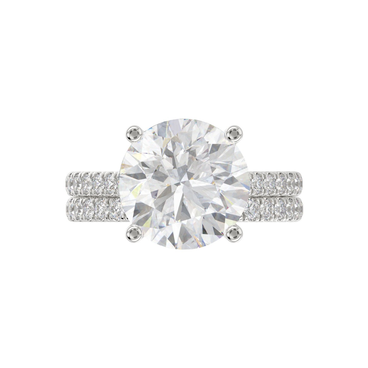 18K WHITE GOLD 4.00CT ROUND DIAMOND LADIES BRIDAL SET (CENTER STONE ROUND DIAMOND 3 1/2CT)