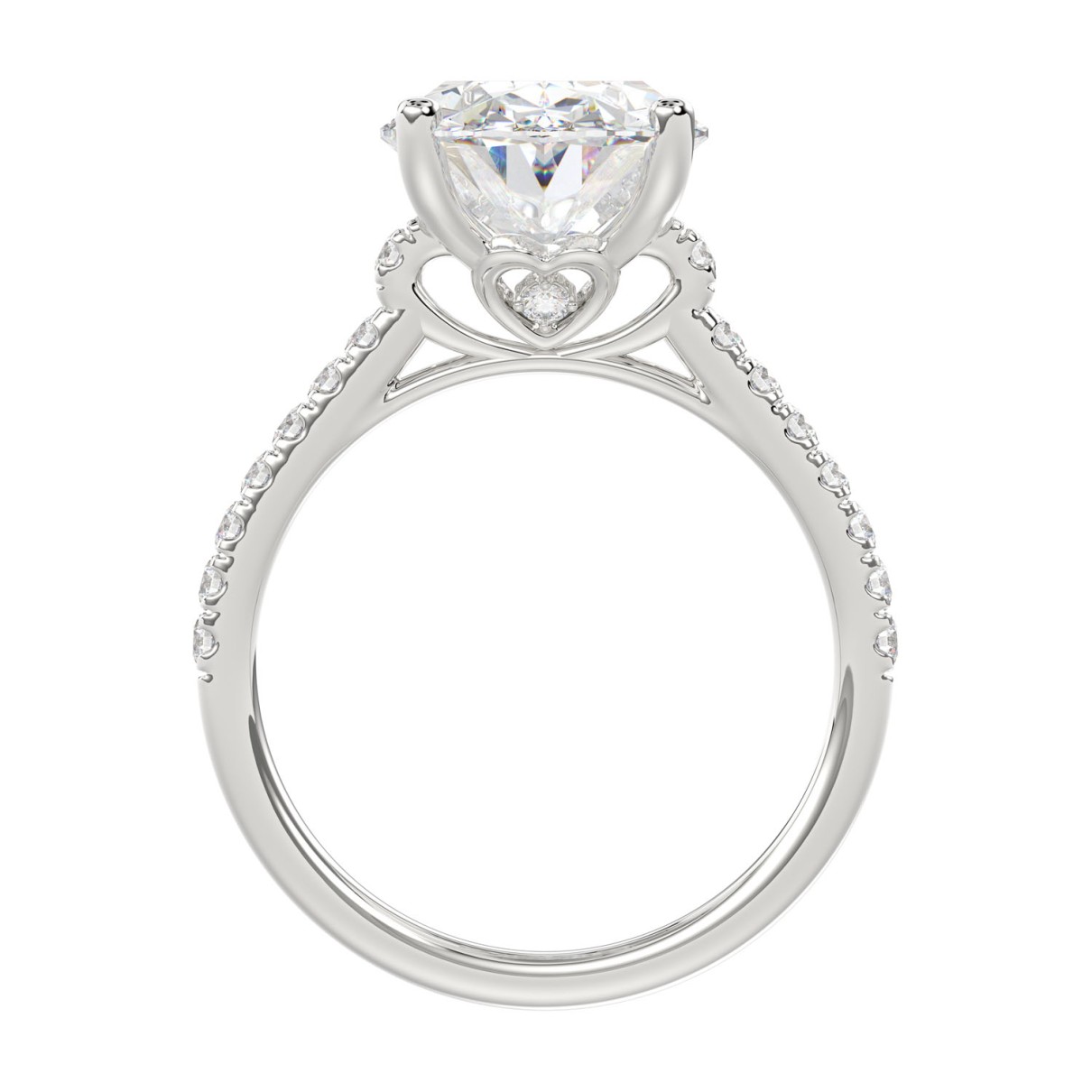 18K WHITE GOLD 4.00CT ROUND/OVAL DIAMOND LADIES BRIDAL SET (CENTER STONE OVAL DIAMOND 3 1/2CT)