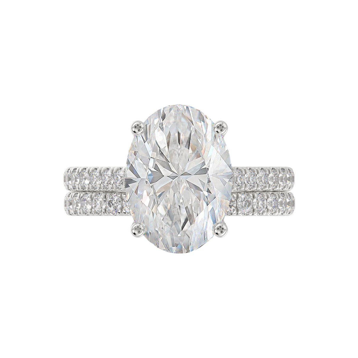 18K WHITE GOLD 4.00CT ROUND/OVAL DIAMOND LADIES BRIDAL SET (CENTER STONE OVAL DIAMOND 3 1/2CT)