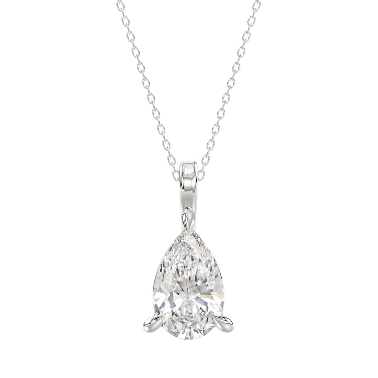 18K WHITE GOLD 1.00CT PEAR DIAMOND SOLITAIRE PENDA...