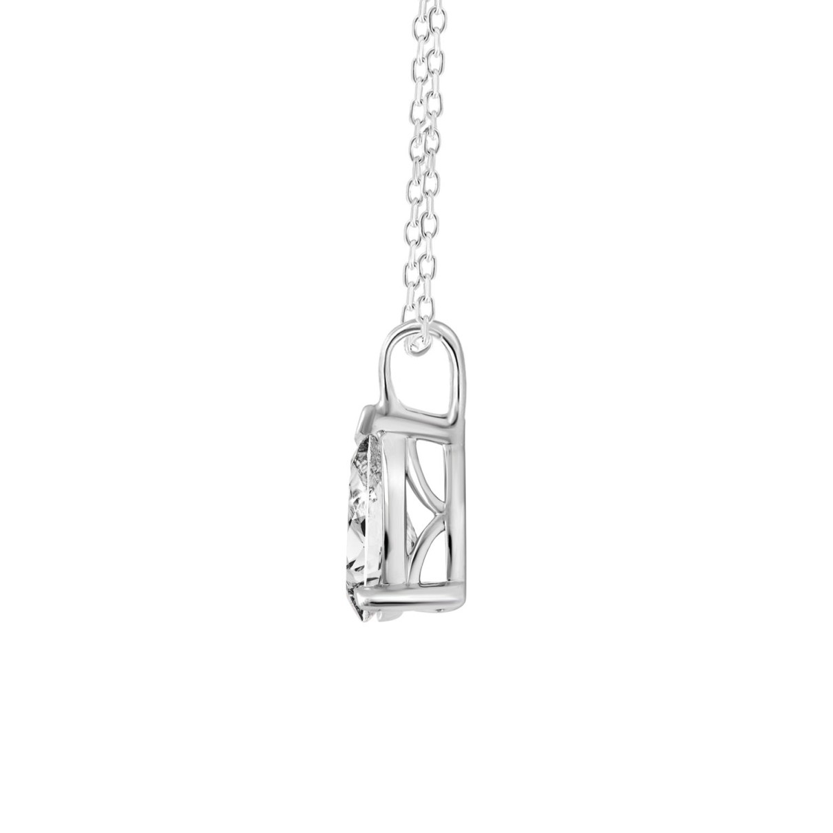 18K WHITE GOLD 1.00CT PEAR DIAMOND SOLITAIRE PENDANT WITH CHAIN (TALON CLAWS LOCK)