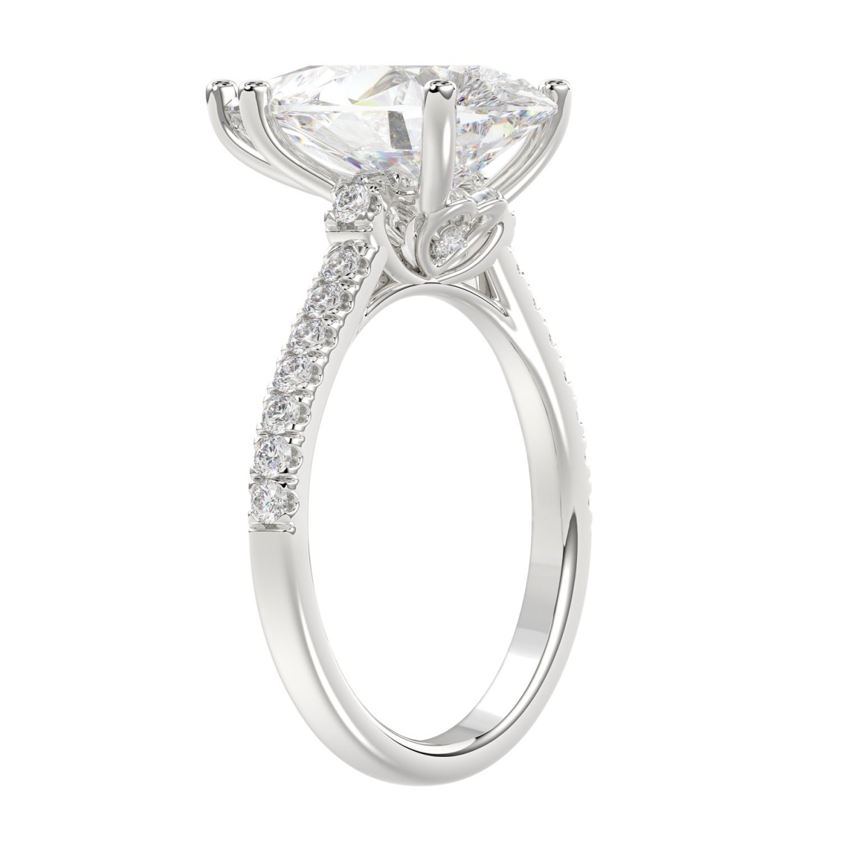 18K WHITE GOLD 4.00CT ROUND/PEAR DIAMOND LADIES BRIDAL SET (CENTER STONE PEAR DIAMOND 3 1/2CT)