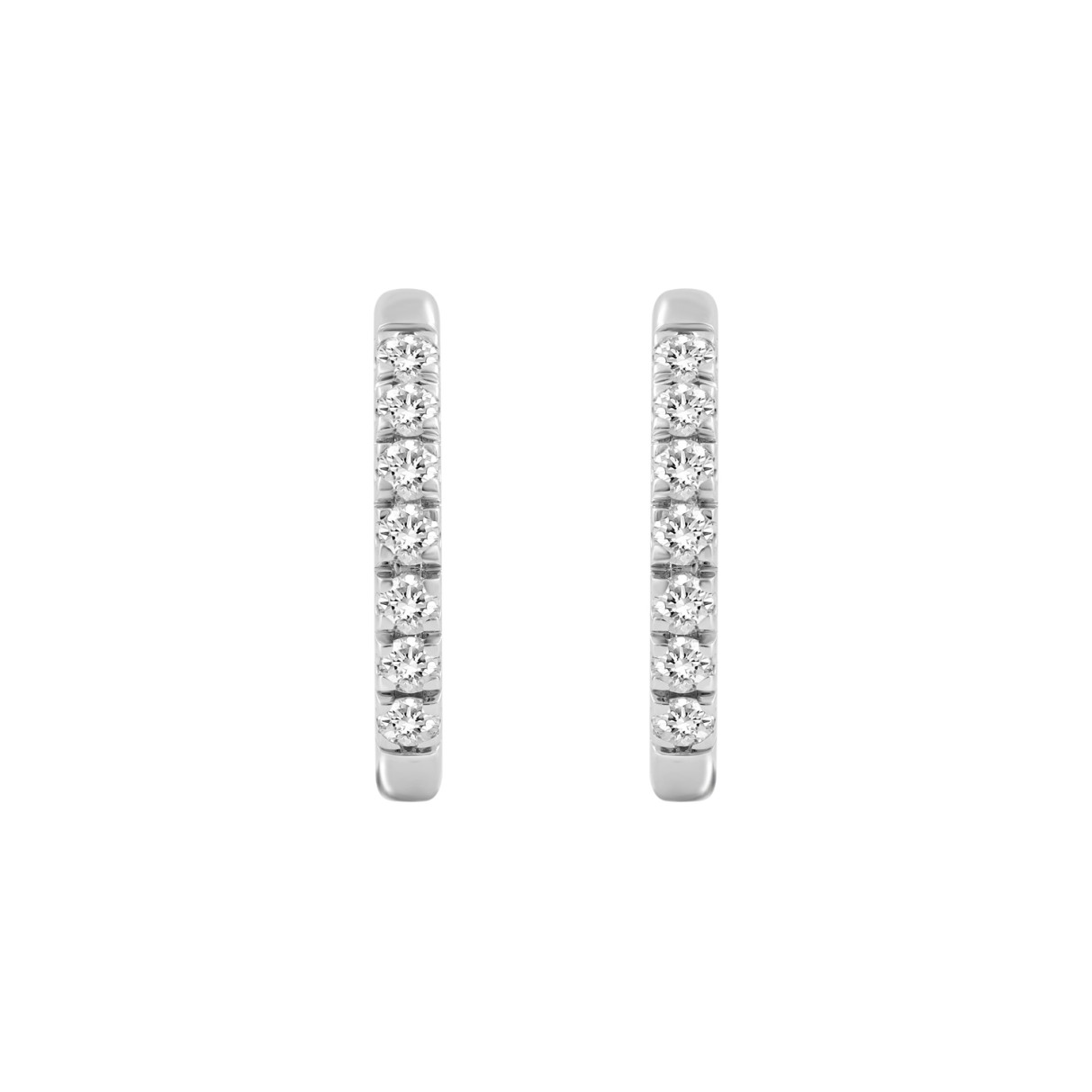 18K WHITE GOLD 1.00CT ROUND DIAMOND HOOP EARRINGS 