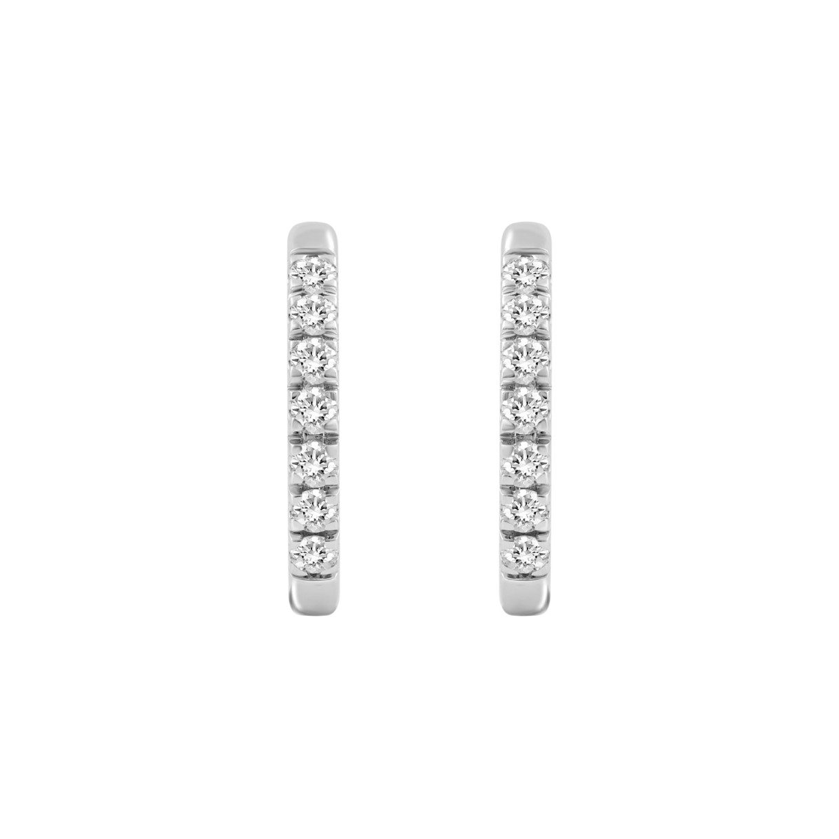 18K WHITE GOLD 1.00CT ROUND DIAMOND HOOP EARRINGS 