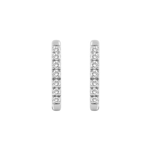 18K WHITE GOLD 1.00CT ROUND DIAMOND HOOP EARRINGS 
