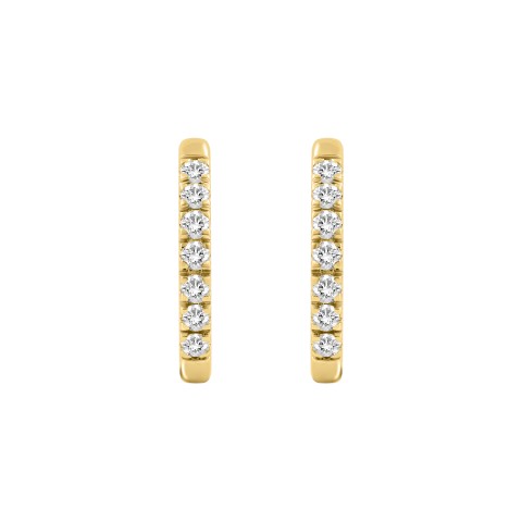 18K YELLOW GOLD 1.00CT ROUND DIAMOND HOOP EARRINGS 