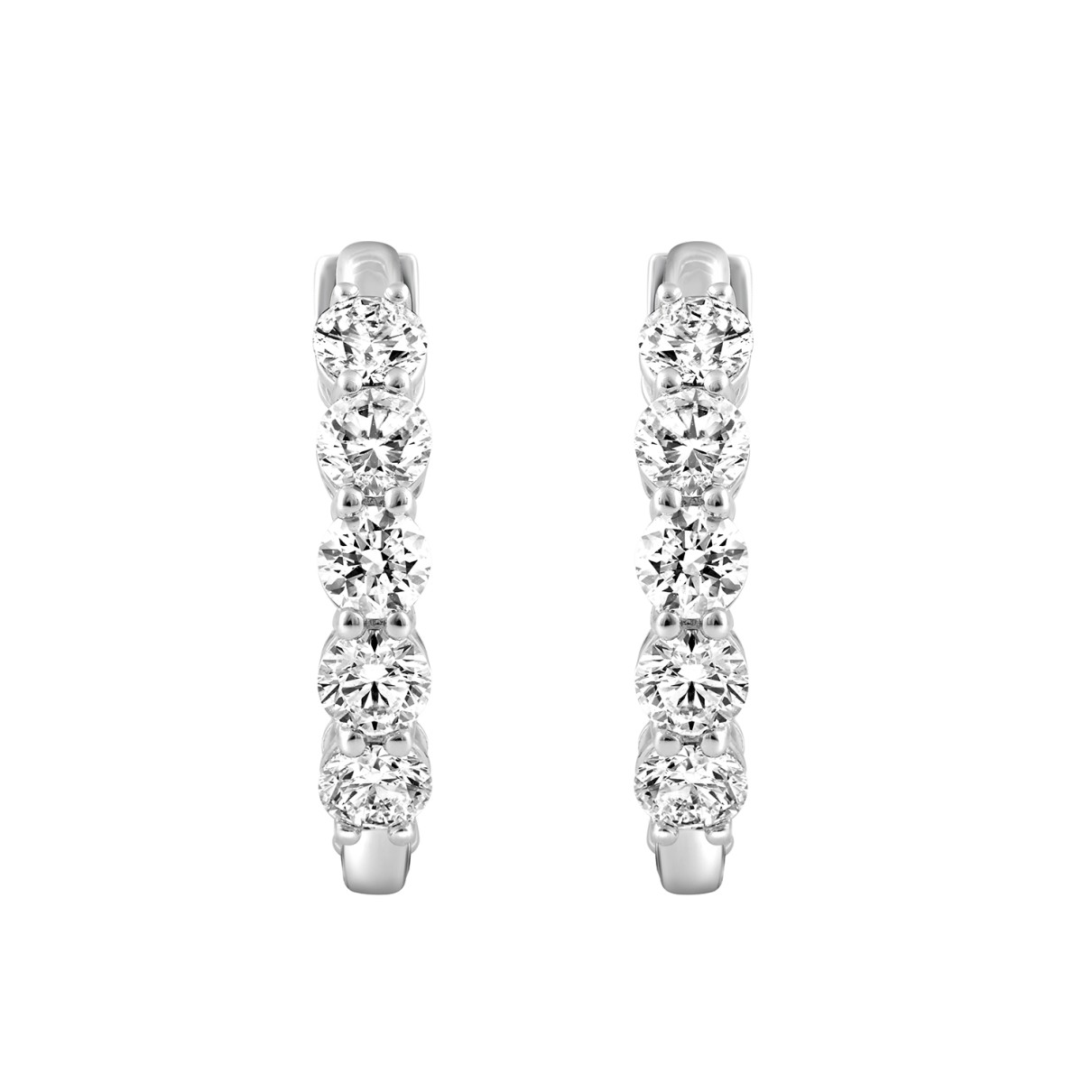 18K WHITE GOLD 4.00CT ROUND DIAMOND HOOP EARRINGS