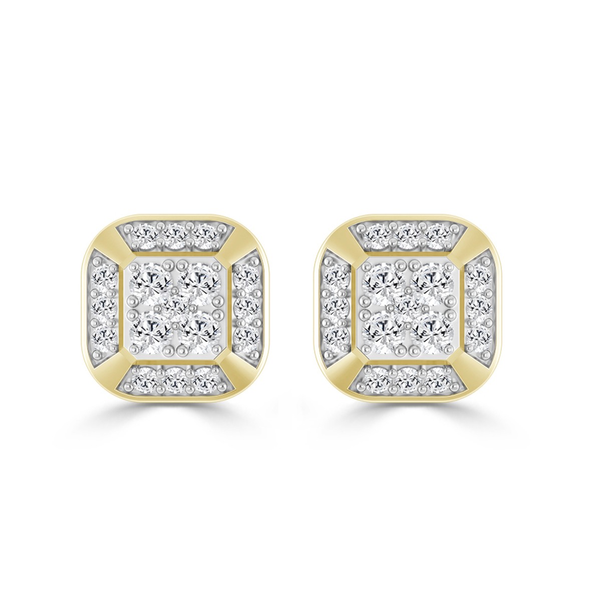 10K YELLOW GOLD 1.00CT ROUND DIAMOND LADIES EARRING