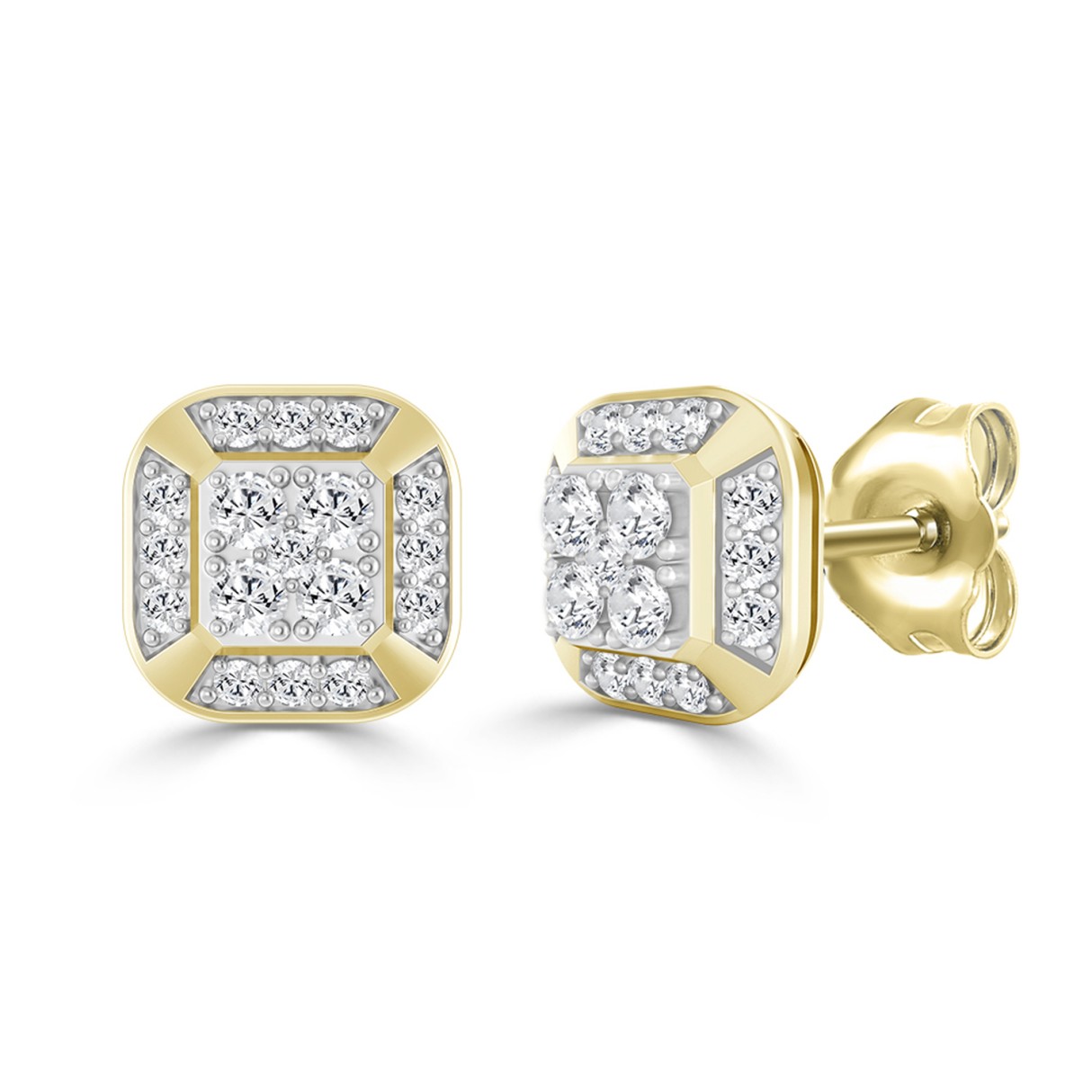 10K YELLOW GOLD 1.00CT ROUND DIAMOND LADIES EARRING