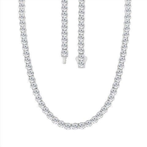 14K WHITE GOLD 3.00CT ROUND DIAMOND LADIES TENNIS NECKLACE