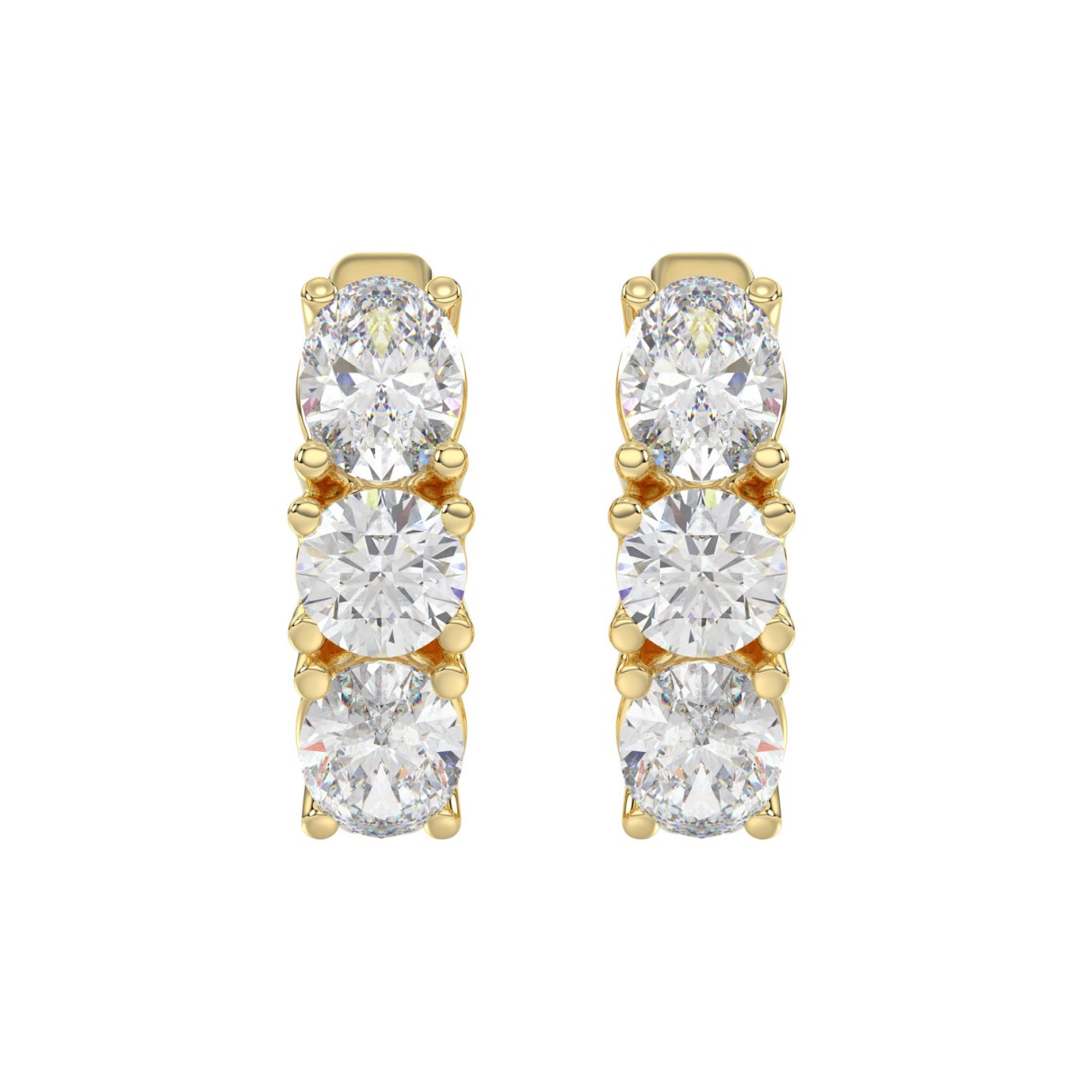 Luxury 14K Yellow Gold 3.00CT Round & Oval Cut...