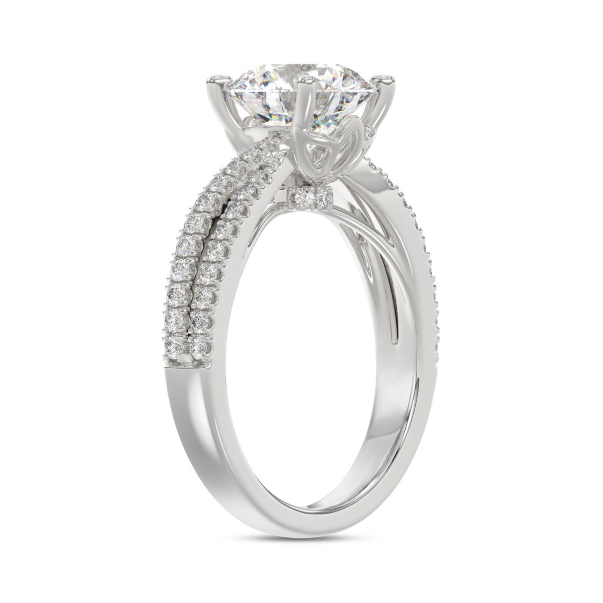 14K WHITE GOLD 2 1/2CT ROUND DIAMOND BRIDAL SET (CENTER STONE ROUND DIAMOND 2CT)