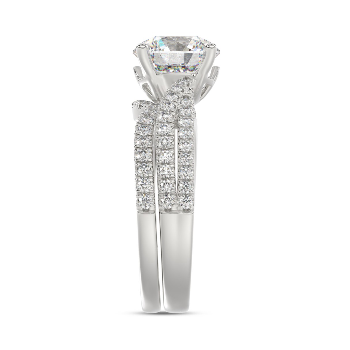 14K WHITE GOLD 2 1/2CT ROUND DIAMOND BRIDAL SET (CENTER STONE ROUND DIAMOND 2CT)