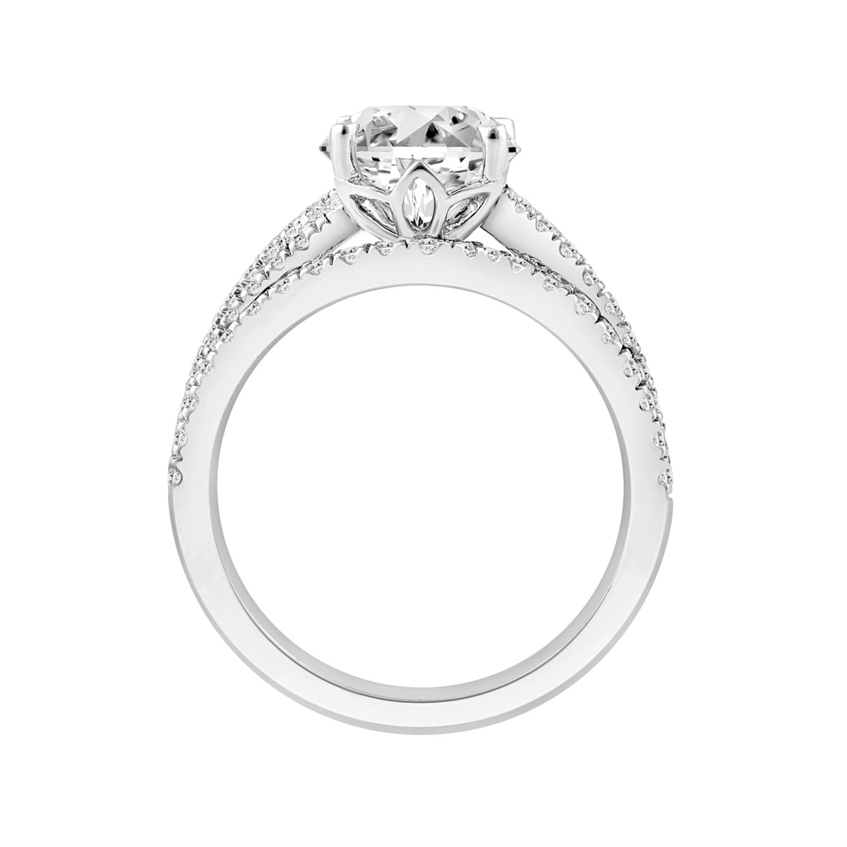 14K WHITE GOLD 2 1/2CT ROUND DIAMOND LADIES BRIDAL SET (CENTER STONE ROUND DIAMOND 2CT)