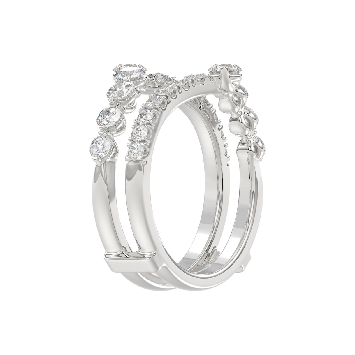 14K WHITE GOLD 1.00CT ROUND DIAMOND LADIES WRAP RING
