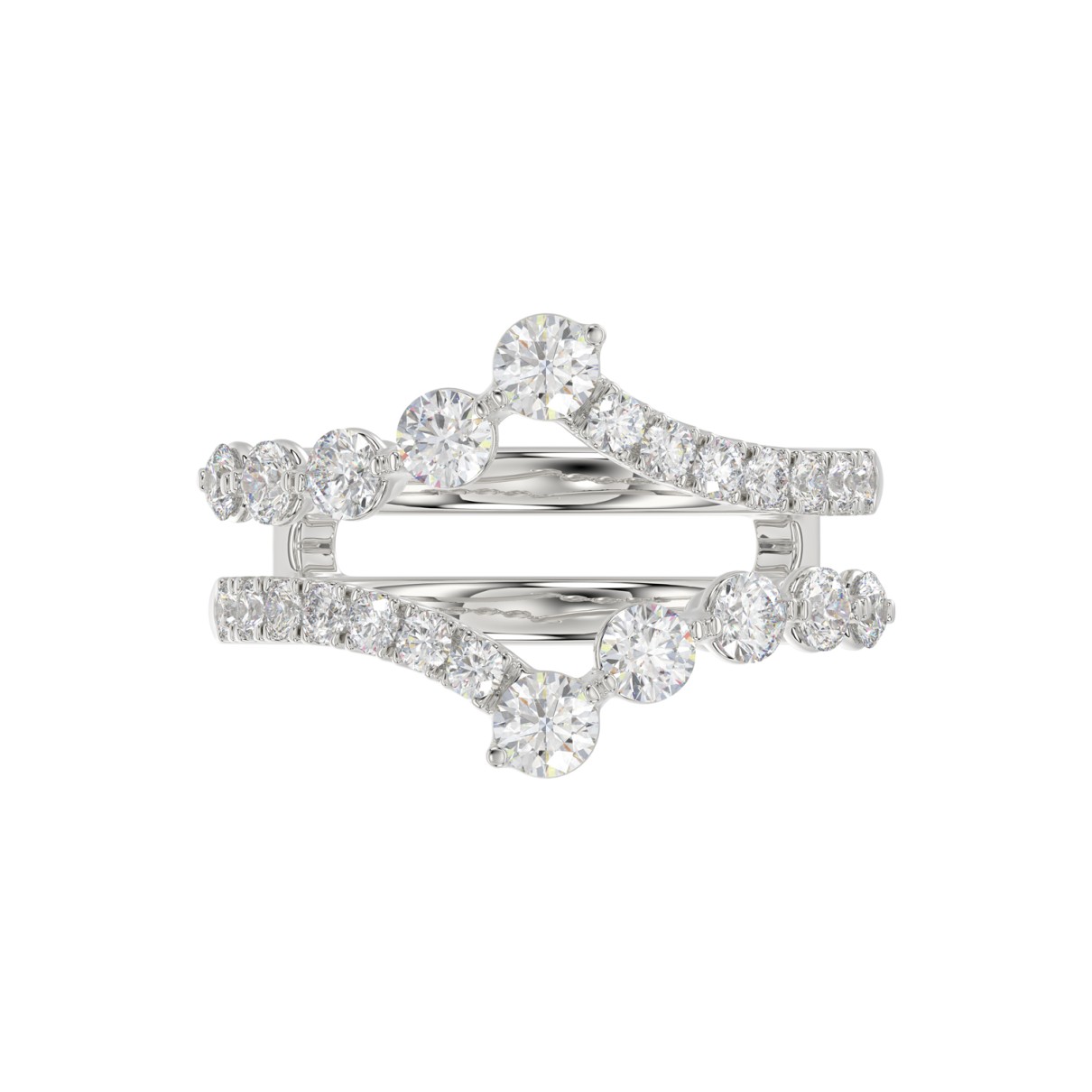 14K WHITE GOLD 1.00CT ROUND DIAMOND LADIES WRAP RING