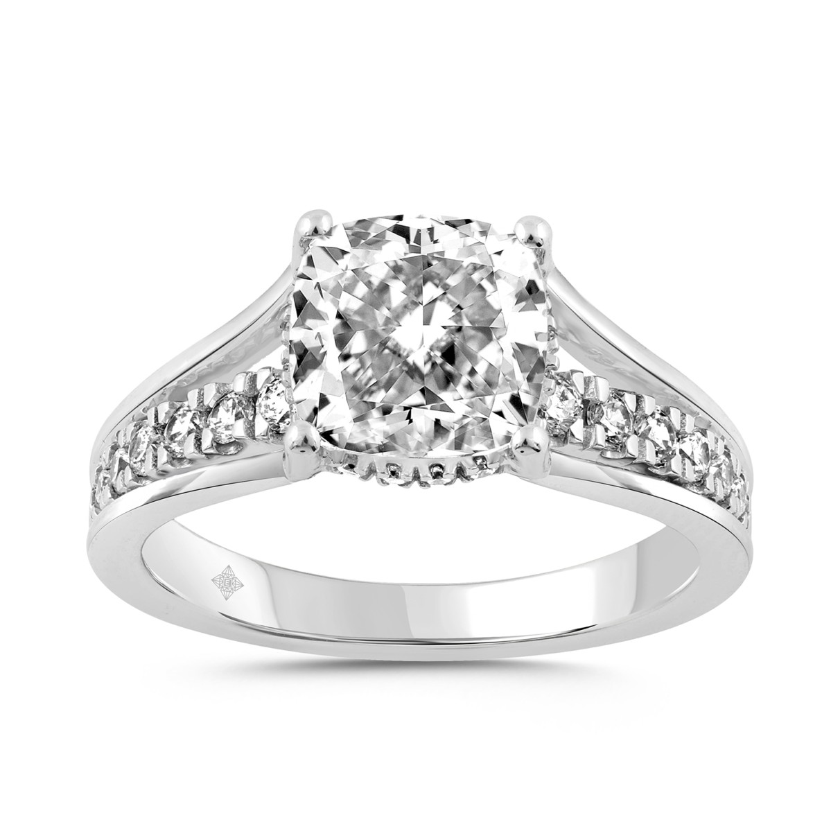 14K WHITE GOLD 2 1/2CT ROUND/CUSHION DIAMOND LADIE...