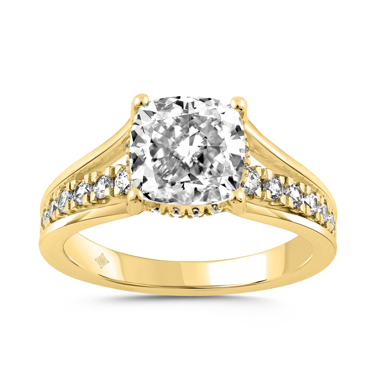 14K YELLOW GOLD 2 1/2CT ROUND/CUSHION DIAMOND LADI...