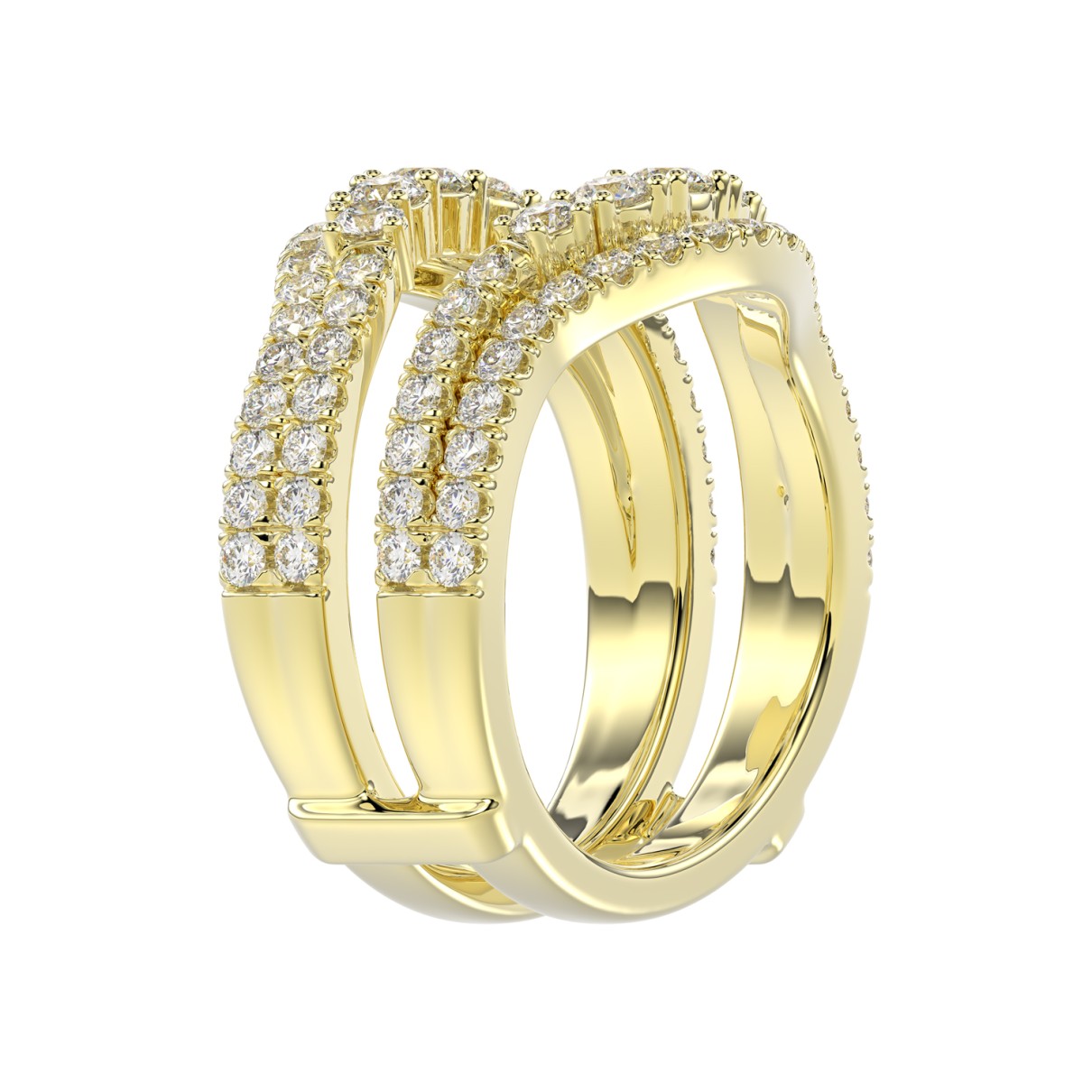 14K YELLOW GOLD 1 1/4CT ROUND DIAMOND LADIES WRAP RING