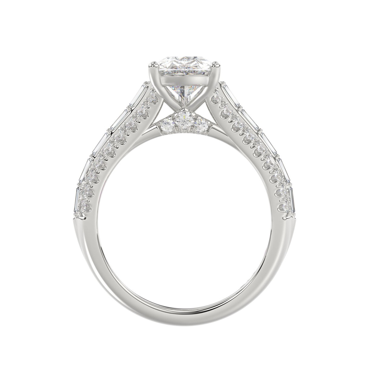 21K PLATINUM LADIES RING 2 3/4CT ROUND/BAGUETTE/PEAR DIAMOND (CENTER STONE PEAR DIAMOND 2CT)