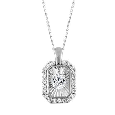 14K WHITE GOLD 3/4CT ROUND DIAMOND LADIES PENDANT WITH CHAIN
