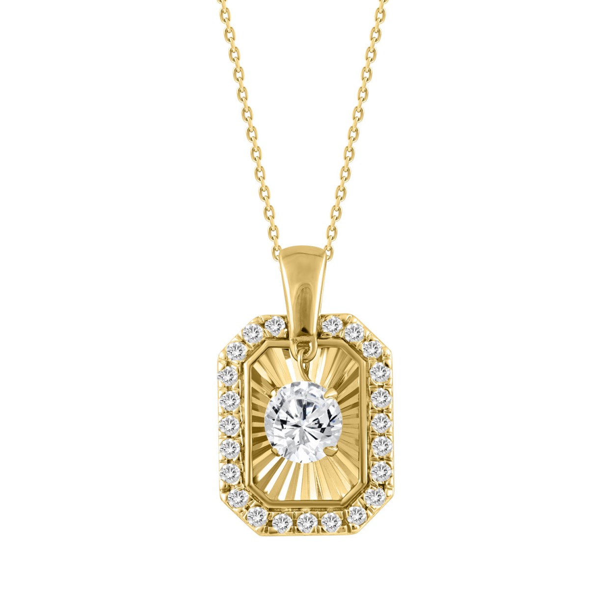 14K YELLOW GOLD 3/4CT ROUND DIAMOND LADIES PENDANT...