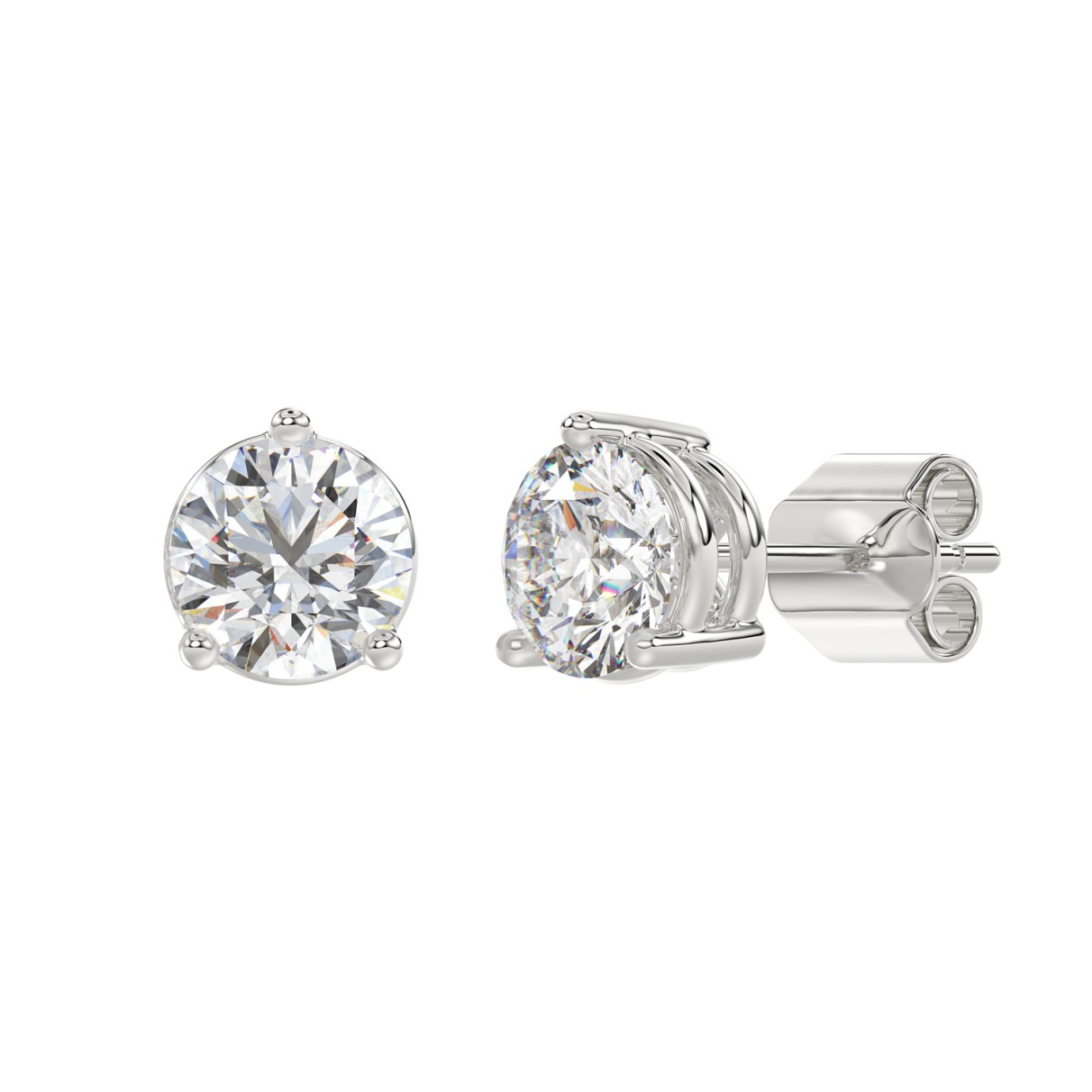 14K WHITE GOLD 6.00CT ROUND DIAMOND SOLITAIRE EARRINGS