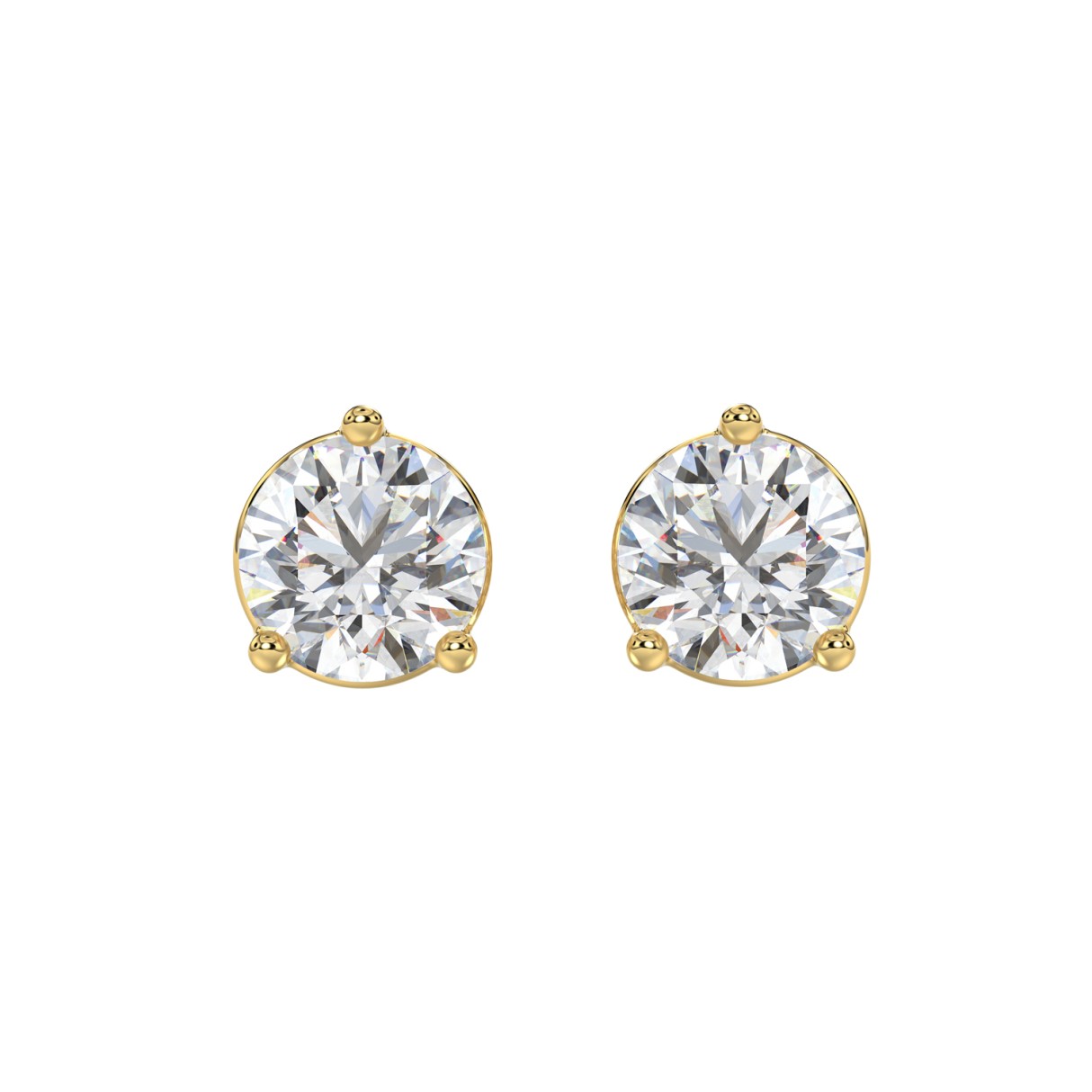 14K YELLOW GOLD 6.00CT ROUND DIAMOND SOLITAIRE EAR...