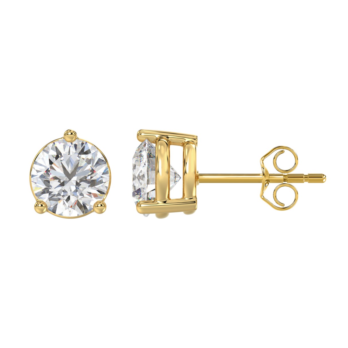 14K YELLOW GOLD 6.00CT ROUND DIAMOND SOLITAIRE EARRINGS (CENTER STONE ROUND DIAMOND 3CT)