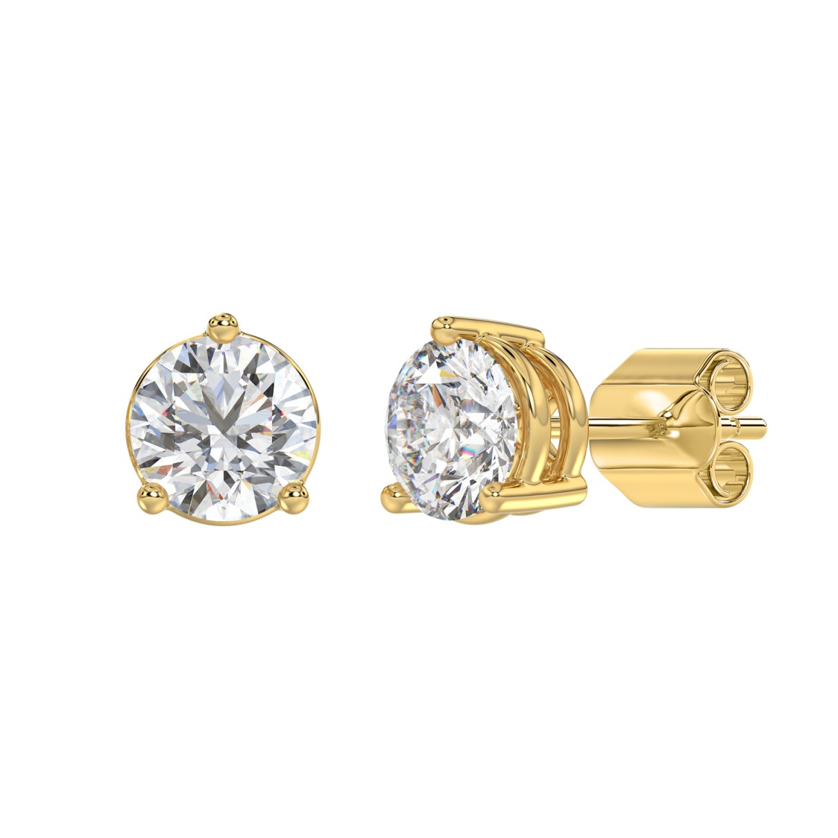 14K YELLOW GOLD 6.00CT ROUND DIAMOND SOLITAIRE EARRINGS (CENTER STONE ROUND DIAMOND 3CT)