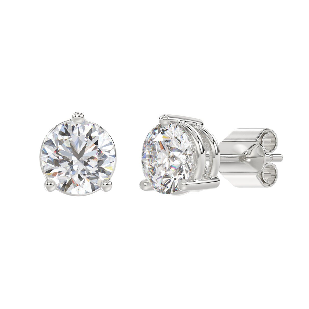 14K WHITE GOLD 8.00CT ROUND DIAMOND SOLITAIRE EARRINGS