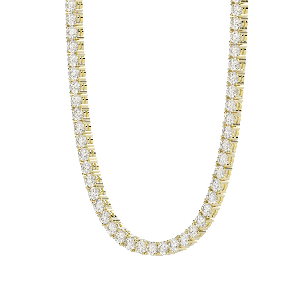 14K YELLOW GOLD 10 1/3CT 18'' ROUND DIAMOND LADIES TENNIS NECKLACE