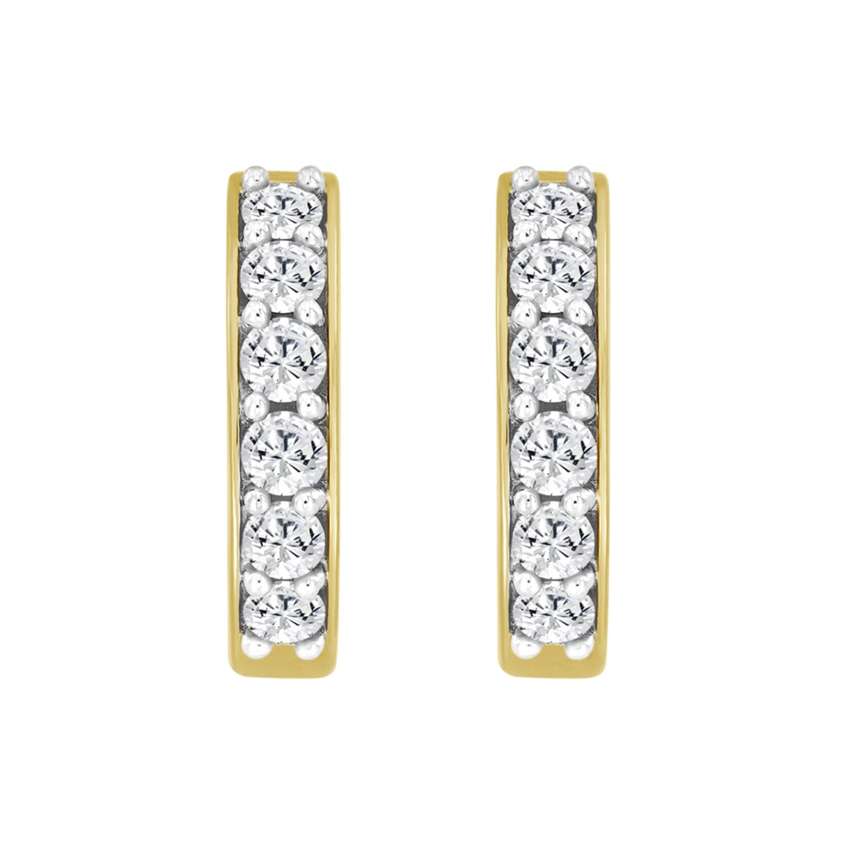 10K YELLOW GOLD 1.00CT ROUND DIAMOND LADIES HOOP EARRING