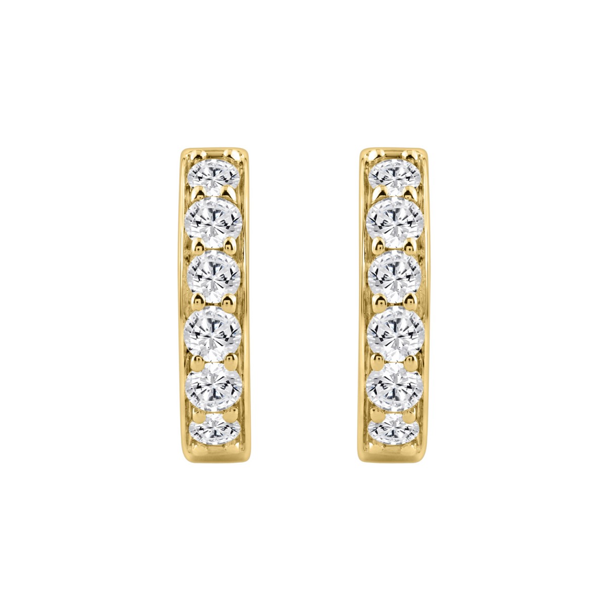 10K YELLOW GOLD 1.00CT ROUND DIAMOND LADIES HOOP EARRING