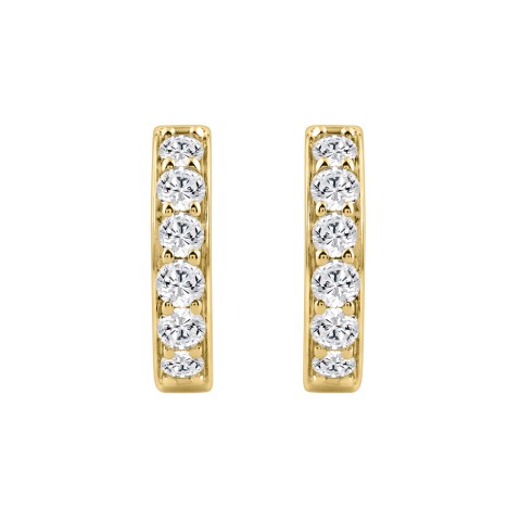 10K YELLOW GOLD 1.00CT ROUND DIAMOND LADIES HOOP EARRING